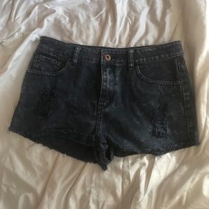 Distressed Black Jean Shorts